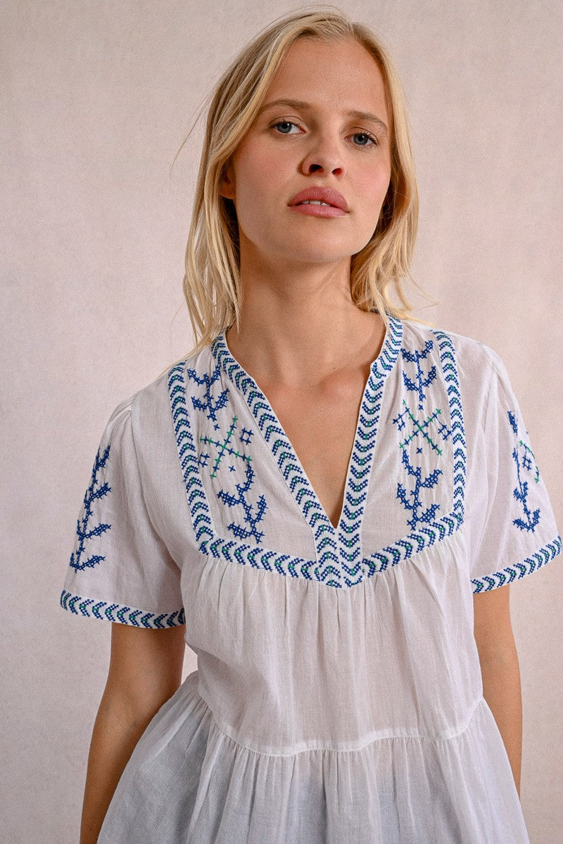 Molly Bracken - Embroidered Poplin Top