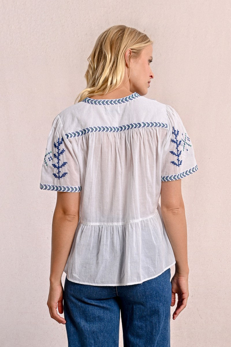Molly Bracken - Embroidered Poplin Top