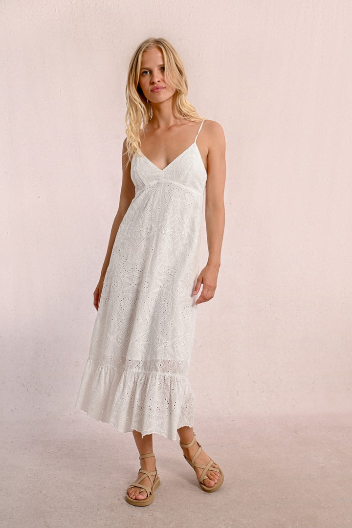 Molly Bracken - Long Dress with English Embroidery, Backless