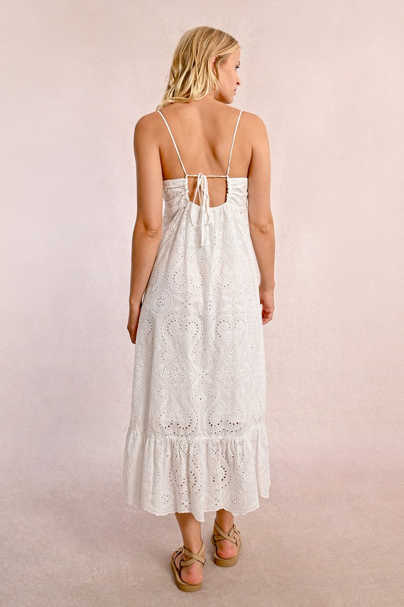 Molly Bracken - Long Dress with English Embroidery, Backless