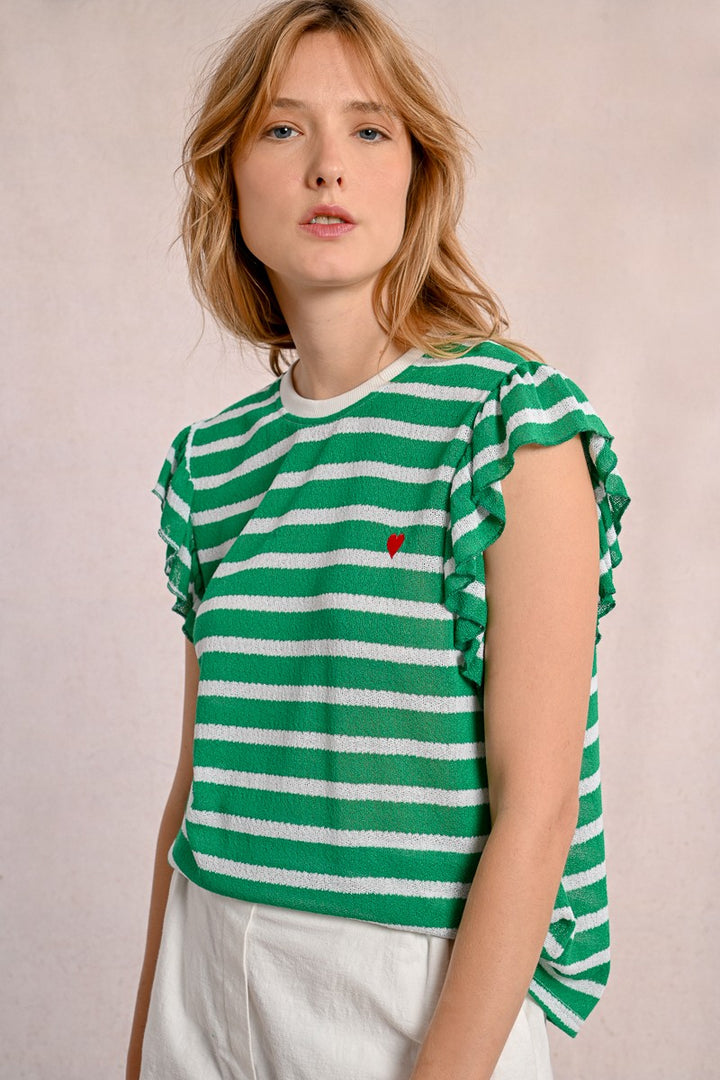 Molly Bracken - Sailor T-Shirt With Ruffled Sleeves