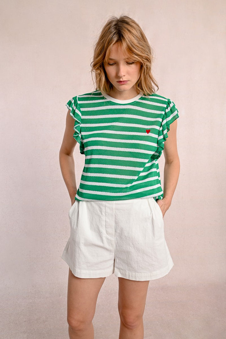 Molly Bracken - Sailor T-Shirt With Ruffled Sleeves