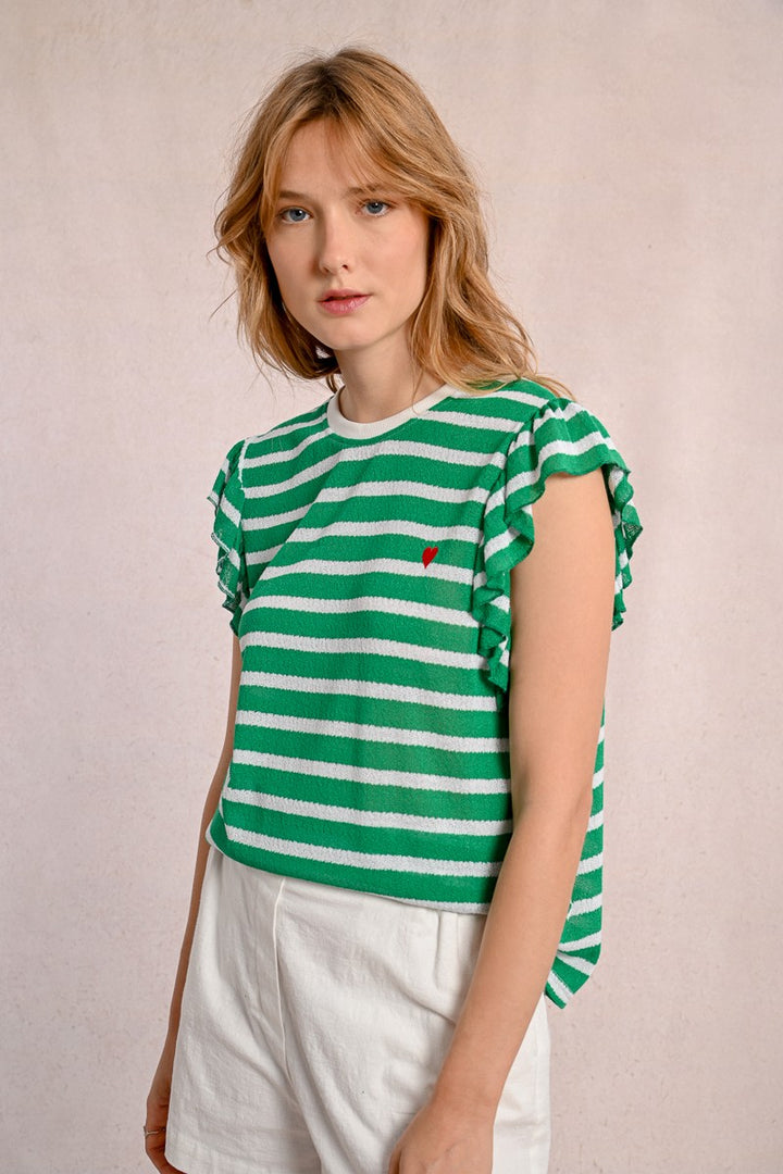 Molly Bracken - Sailor T-Shirt With Ruffled Sleeves
