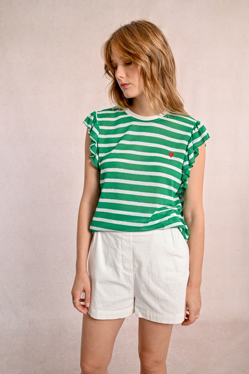 Molly Bracken - Sailor T-Shirt With Ruffled Sleeves