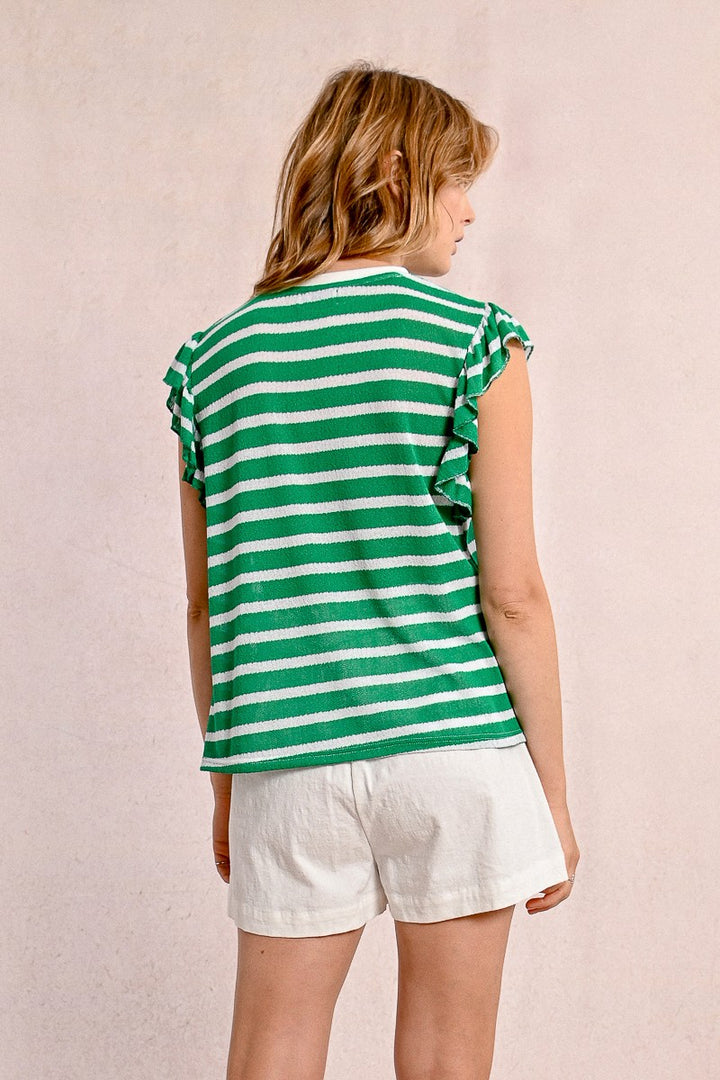 Molly Bracken - Sailor T-Shirt With Ruffled Sleeves