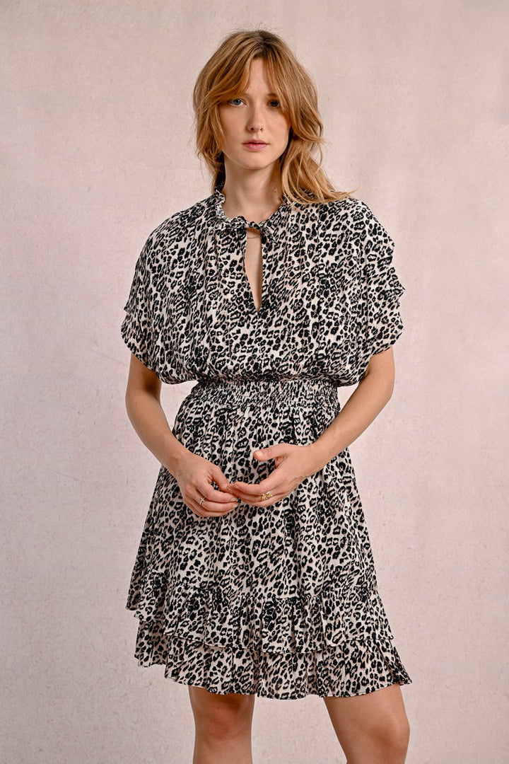 Molly Bracken -  Short Leopard Dress with Ruffles