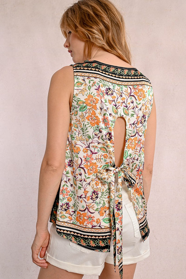 Molly Bracken - Top With Tie-Back Print