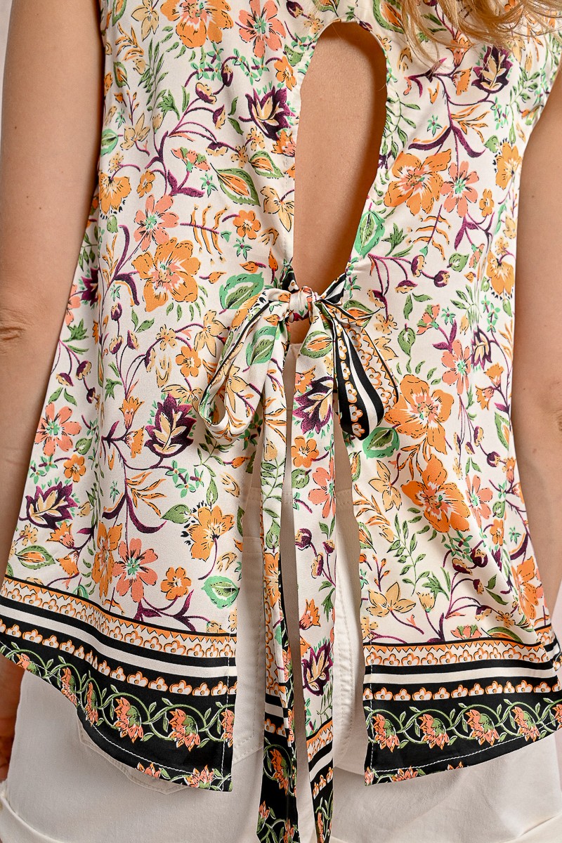 Molly Bracken - Top With Tie-Back Print